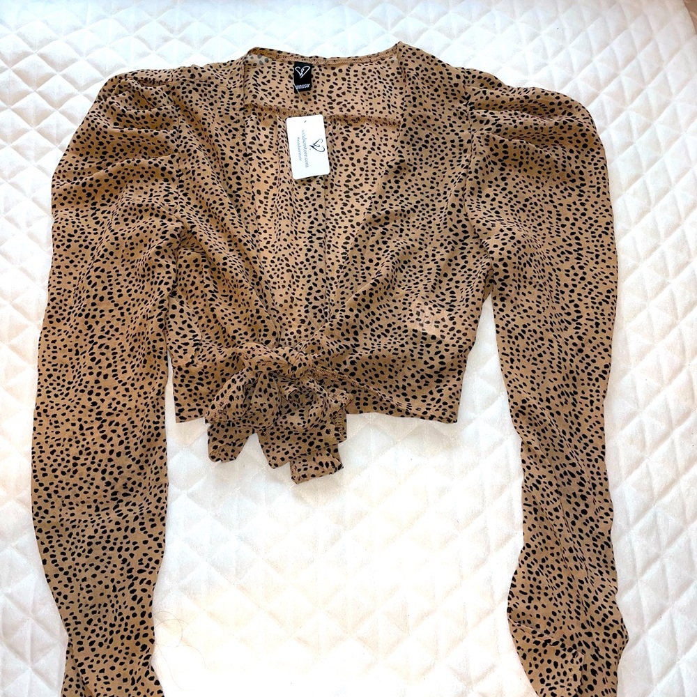 Cheetah Print Tie Blouse